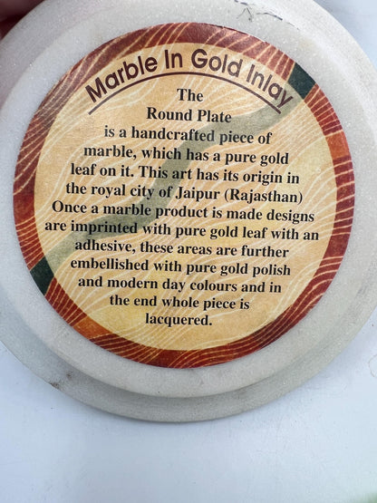 Jaipur Plate Marble with Gold Inlay. Includes Case