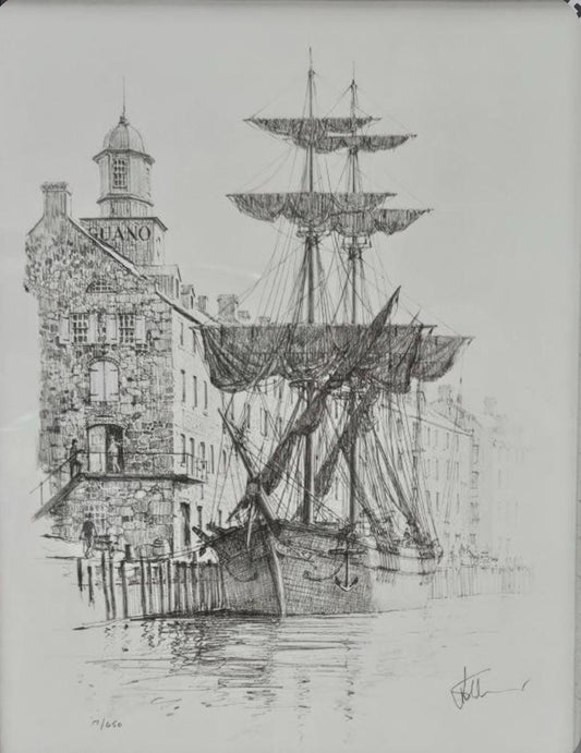 John Stobart Maritime Drawings - Quiet Haven and Brig Swan at Georgetown