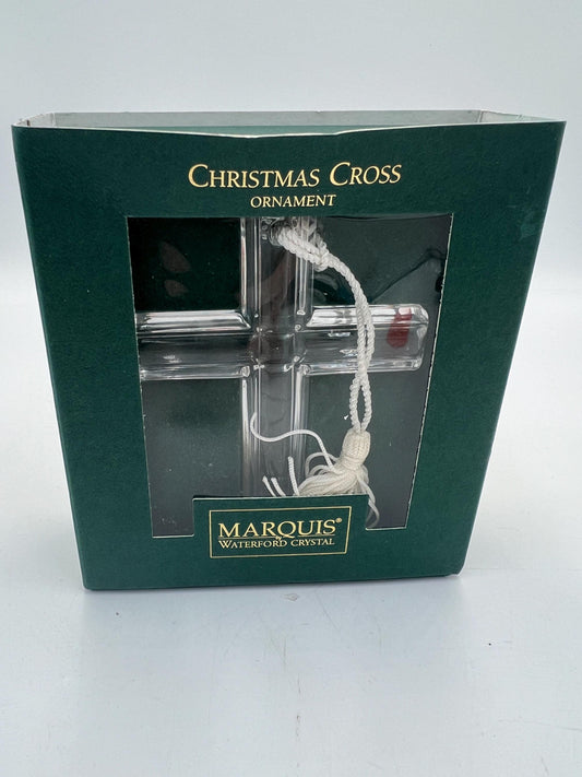 Marquis by Waterford Crystal Christmas Cross Ornament with Original Box – Clear Crystal Holiday Ornament – Religious Christmas Décor – Gift