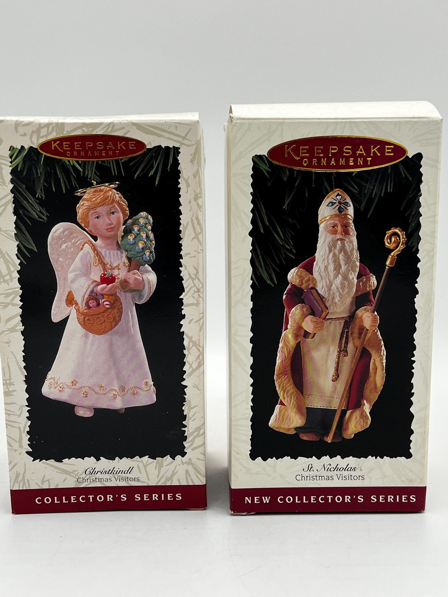 Christmas Ornament Pair - Hallmark Keepsake Ornament Collector Series - Christmas Visitors - St. Nicholas and Chriskindl