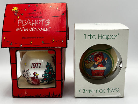 Vintage Hallmark Peanuts Satin Christmas Ornament – Unbreakable Ornament – raggedy Ann - Little Helper - Original Box - Sold Individually