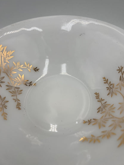 Vintage Federal Glass Golden Glory 8 1/2 Inch Serving Bowl White With Gold