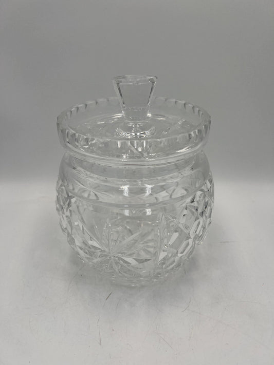 Vintage Cut Crystal Covered Candy Dish with Lid | Lead Crystal Biscuit Jar | Pinwheel Pattern Candy Bowl | Elegant Crystal Home Decor