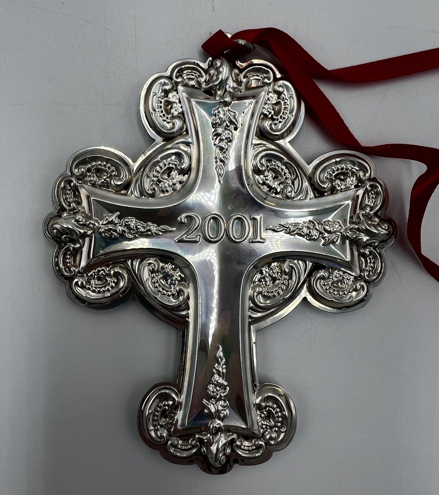 Wallace Grande Baroque Sterling Silver Cross Ornament 2001 Sixth Edition with Box and Papers