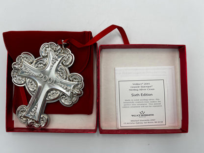 Wallace Grande Baroque Sterling Silver Cross Ornament 2001 Sixth Edition with Box and Papers