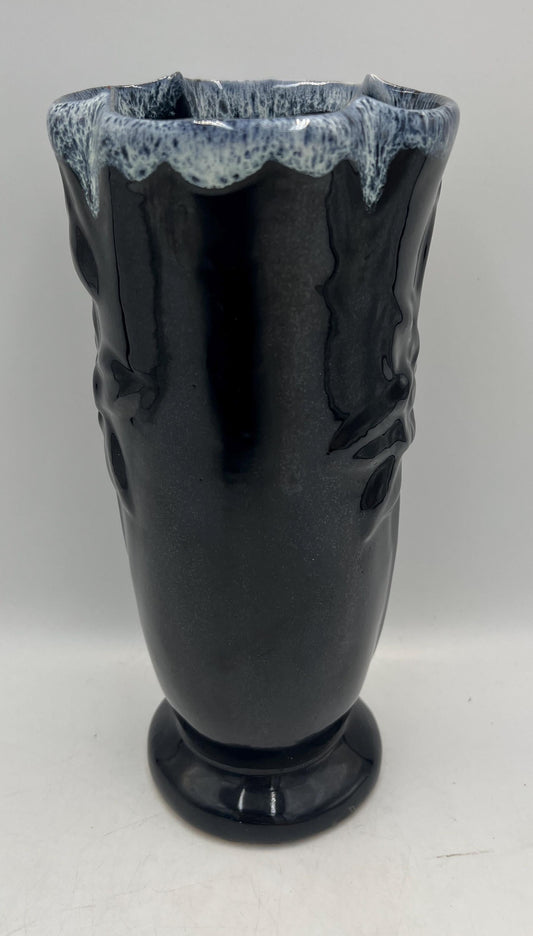 Vintage Van Briggle Black & Blue Drip Glaze Vase