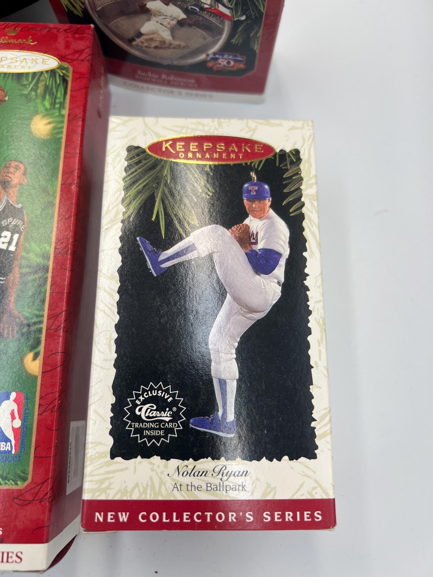 Hallmark Keepsake Sports Baseball Basketball ornaments - Hank Aaron - Tim Duncan - Shaquille - Magic Johnson - Mark McGwire - Nolan Ryan
