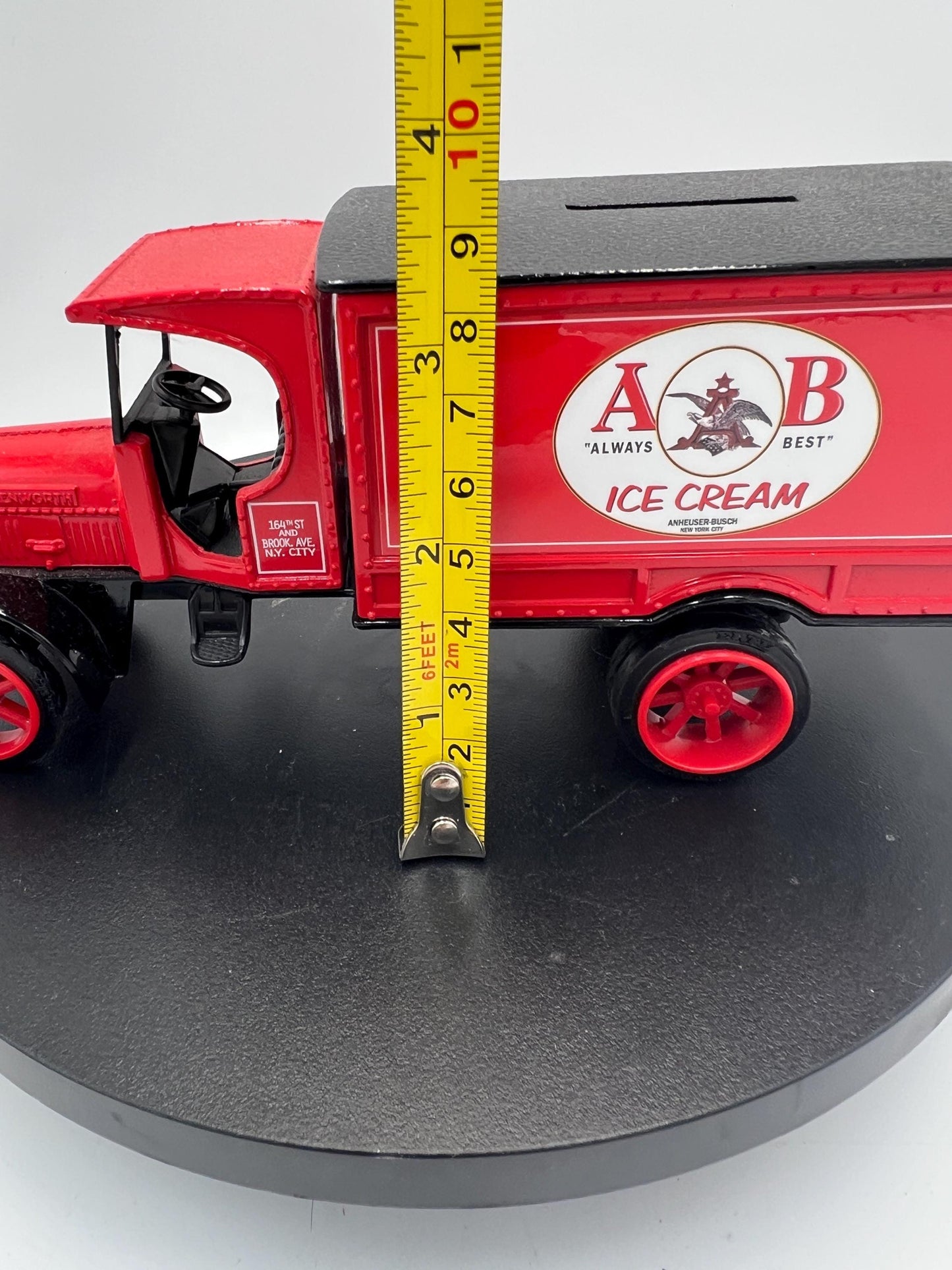 Vintage Anheuser-Busch A&B Ice Cream Delivery Truck Coin Bank | Kenworth Die Cast Metal Advertising Bank | Collectible