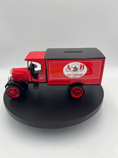 Vintage Anheuser-Busch A&B Ice Cream Delivery Truck Coin Bank | Kenworth Die Cast Metal Advertising Bank | Collectible