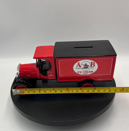 Vintage Anheuser-Busch A&B Ice Cream Delivery Truck Coin Bank | Kenworth Die Cast Metal Advertising Bank | Collectible