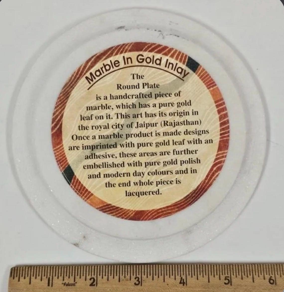 Jaipur Plate Marble with Gold Inlay. Includes Case