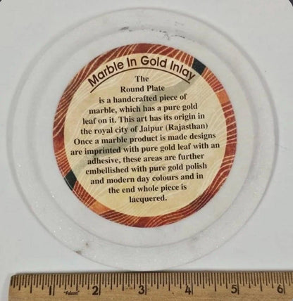 Jaipur Plate Marble with Gold Inlay. Includes Case