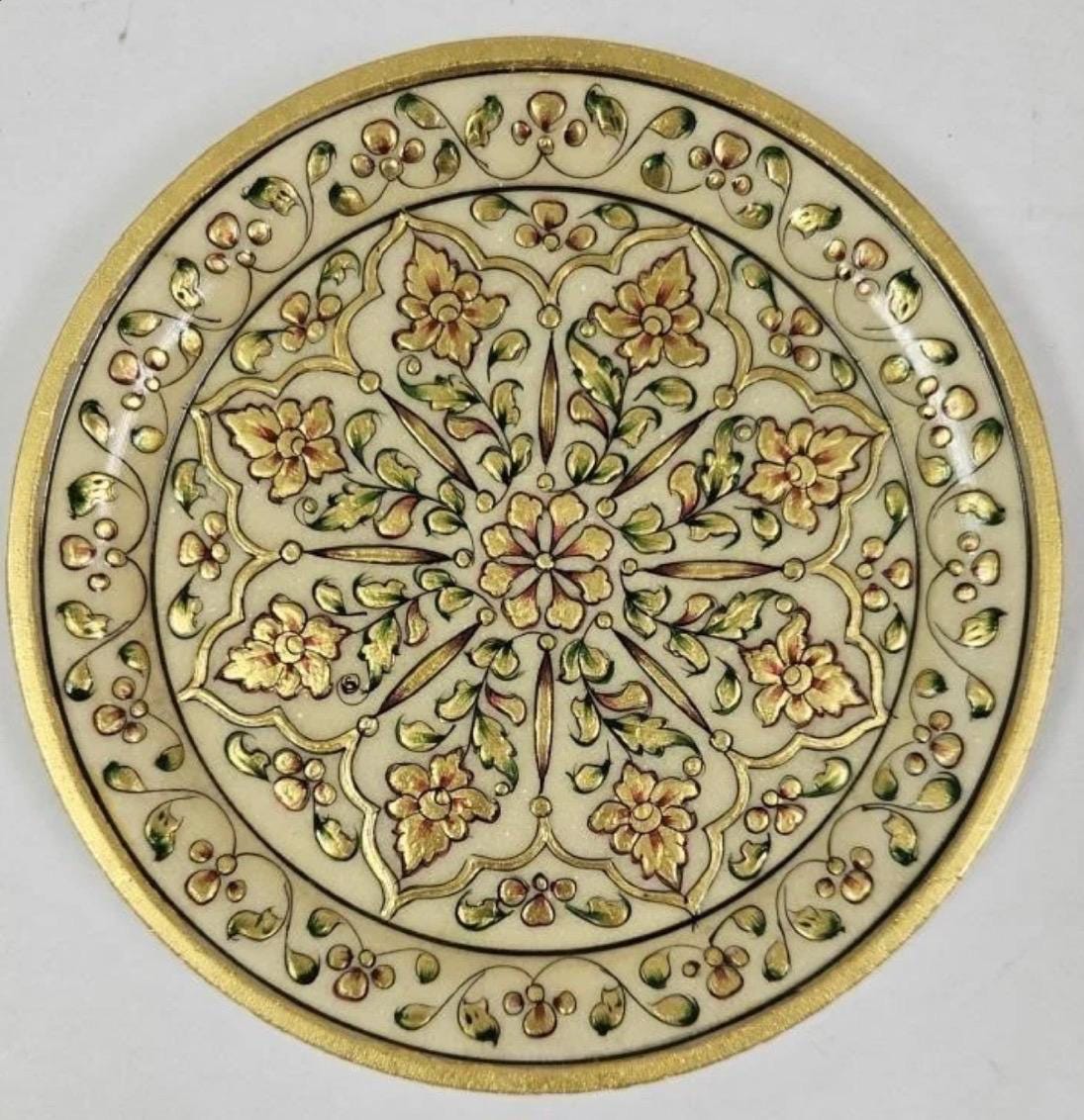 Jaipur Plate Marble with Gold Inlay. Includes Case
