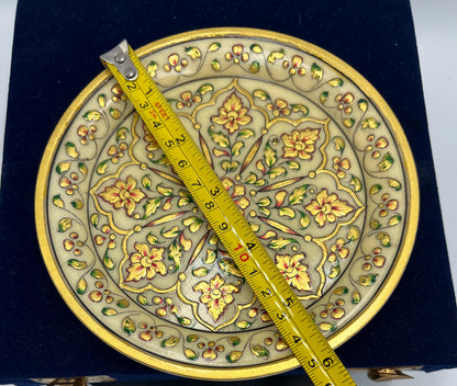Jaipur Plate Marble with Gold Inlay. Includes Case