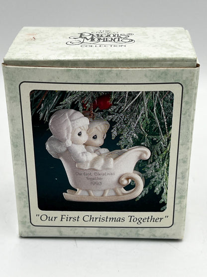 Vintage Precious Moments Christmas & Holiday Collectibles Lot of 6 w/ Boxes – Ornament, Bell, Water Dome, Thimble