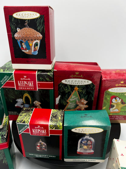 Vintage Hallmark Keepsake Christmas Ornament Lot of 10 Boxed – Bearlymores, Snowball & Tuxedo, Peppermint Lane, Teacher, Kitten, New Home