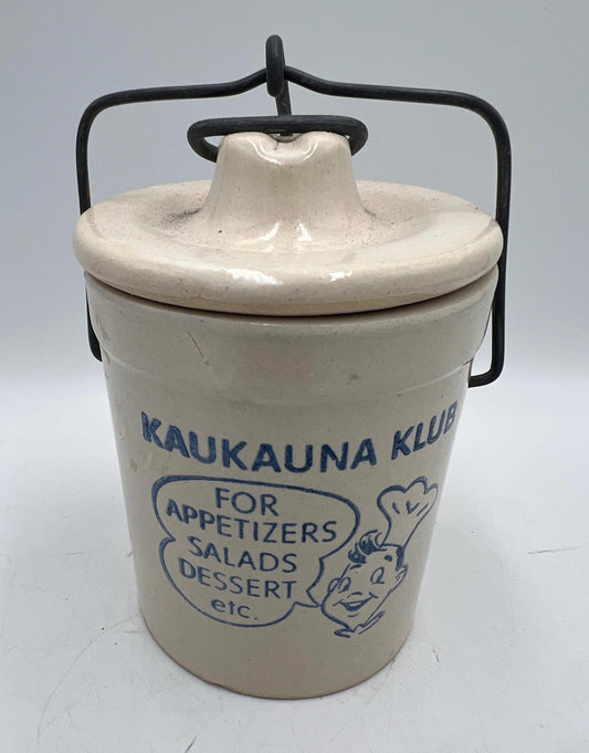Vintage Kaukauna Klub Stoneware Crock with Lid