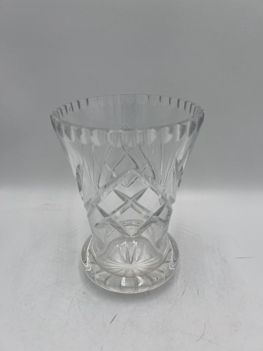 Vintage Lead Crystal Bud Vase | Heavy Cut Crystal Trumpet Vase | Diamond Cut Floral Vase | Elegant 5” Crystal Home Decor