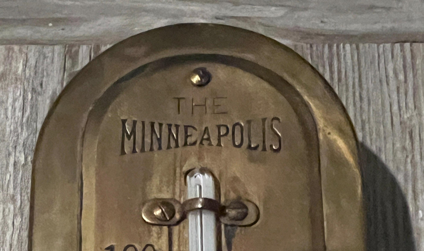 Antique Minneapolis Heat Regulator Thermostat w Clock | Early Programmable Wall Thermometer | Industrial Brass Heating Control | c.1915-1918