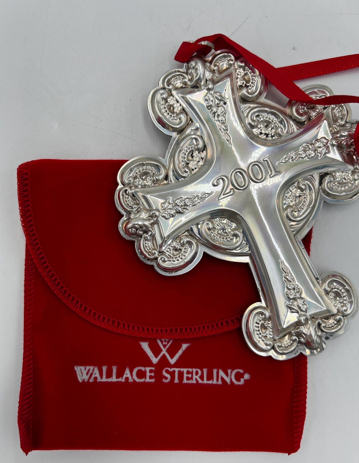 Wallace Grande Baroque Sterling Silver Cross Ornament 2001 Sixth Edition with Box and Papers