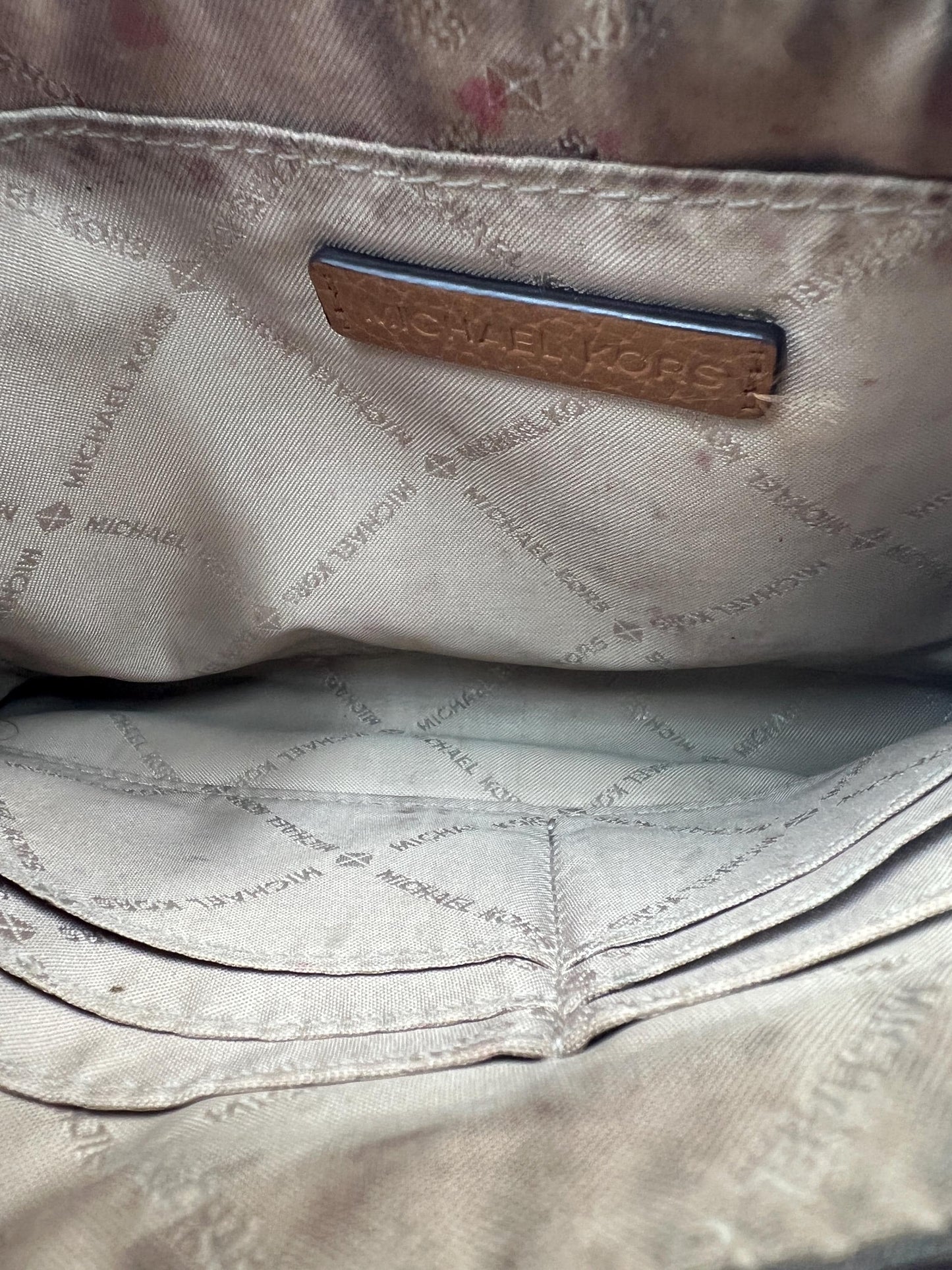 Michael Kors MK Signature Wristlet Clutch Brown Beige Logo Canvas Wristlet Zip Pouch Designer Wallet Makeup Bag
