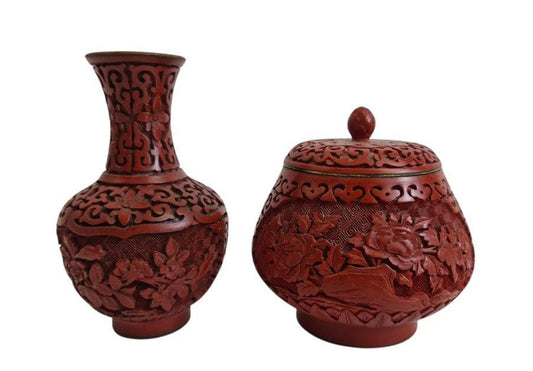 Vintage Chinese Cinnabar Lacquer Ginger Jar