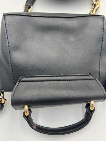 Steve Madden BELSA Mini Crossbody Purse Black Faux Leather Gold Chain Top Handle Satchel Small Shoulder Bag