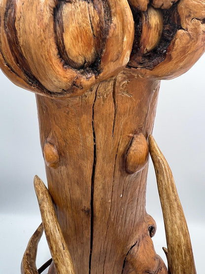 Bob’s Rustic Lamps Wisconsin Handmade Cedar Log Table Lamp with Real Deer Antler, Woodland Cabin Lodge Decor, Rustic Lighting
