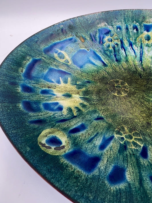 Signed Studio Pottery Oval Platter by R. Finch