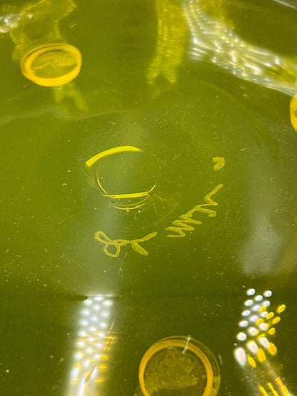 Signed John Miller Chartreuse Optic Dot Glass Bowl