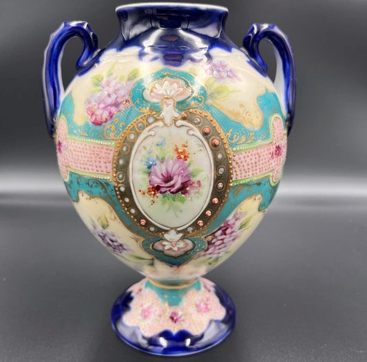 Antique Nippon Hand-Painted Double-Handled Vase