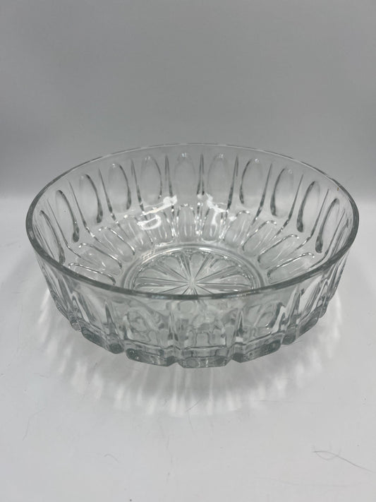 Vintage Clear Glass Fluted Serving Bowl