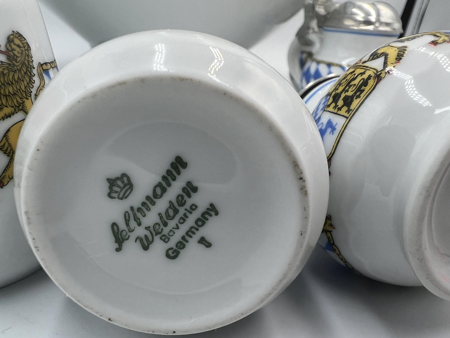 Ceramic Lidded Pot 9 pc Set, Bavaria Germany, Coat of Arms