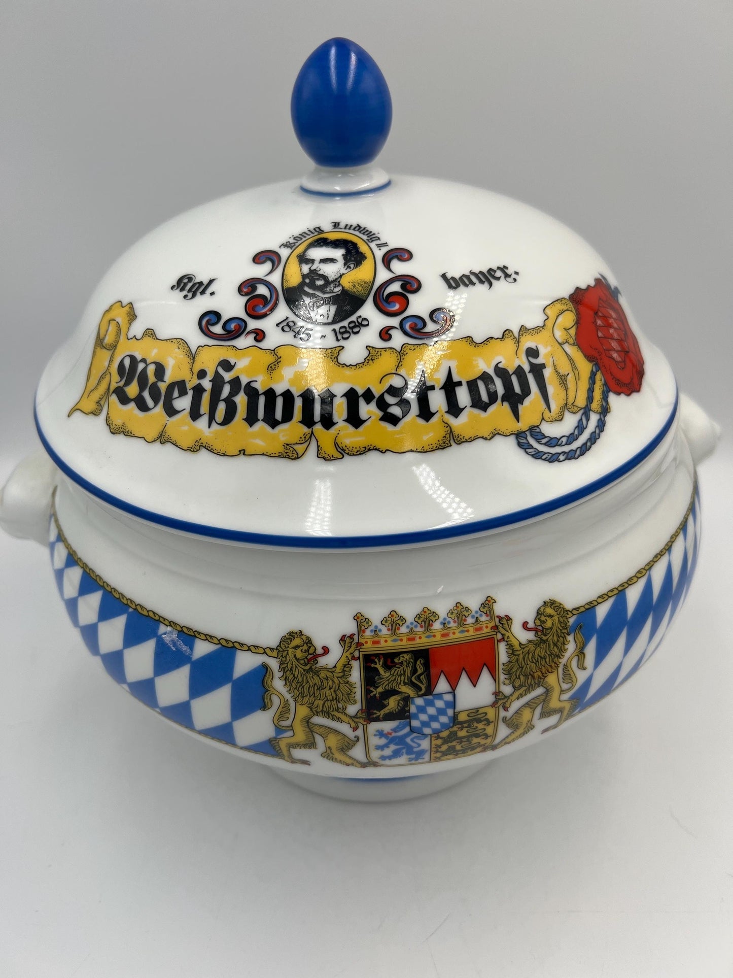 Ceramic Lidded Pot 9 pc Set, Bavaria Germany, Coat of Arms