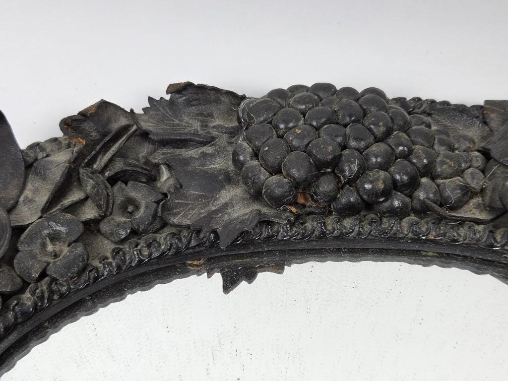 Antique Civil War Era Leatherwork Mirror