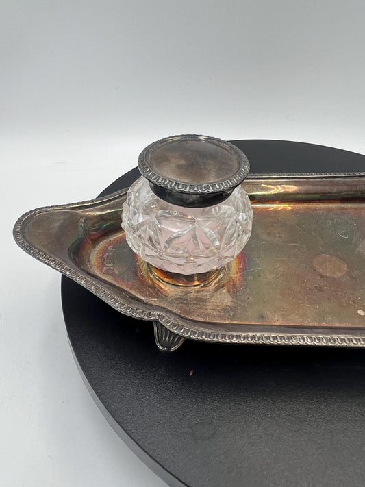 Mappin & Webb Sterling Silver & Crystal Inkwell