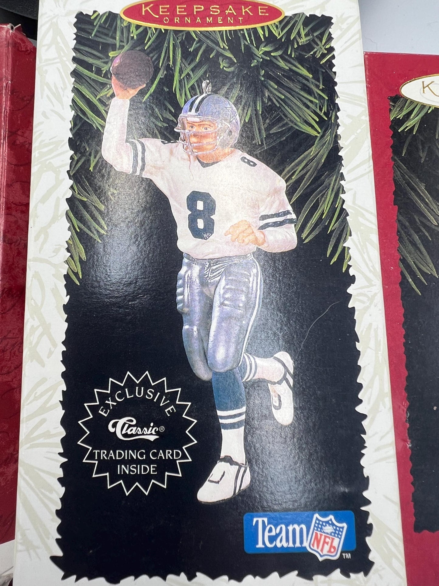 Hallmark Keepsake Sports NFL Legends ornaments - Joe Montana - Joe Namath - John Elway - Emmitt Smith - Troy Aikman