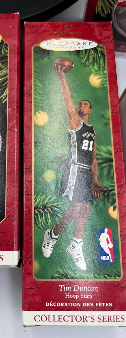 Hallmark Keepsake Sports Baseball Basketball ornaments - Hank Aaron - Tim Duncan - Shaquille - Magic Johnson - Mark McGwire - Nolan Ryan