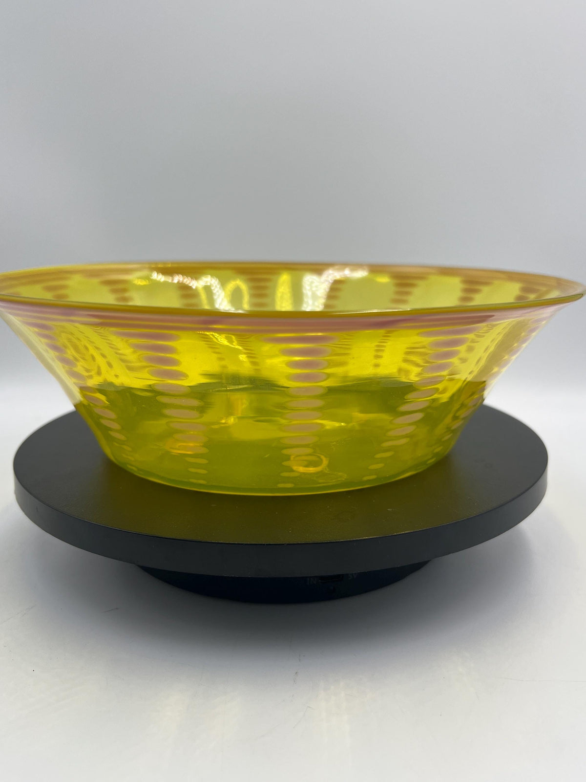 Signed John Miller Chartreuse Optic Dot Glass Bowl