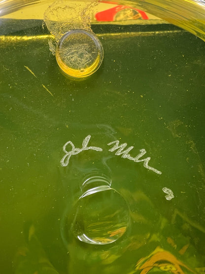 Signed John Miller Chartreuse Optic Dot Glass Bowl