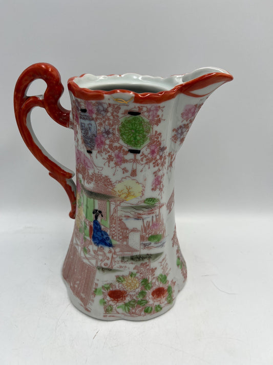 Vintage Japanese Geisha Porcelain Pitcher
