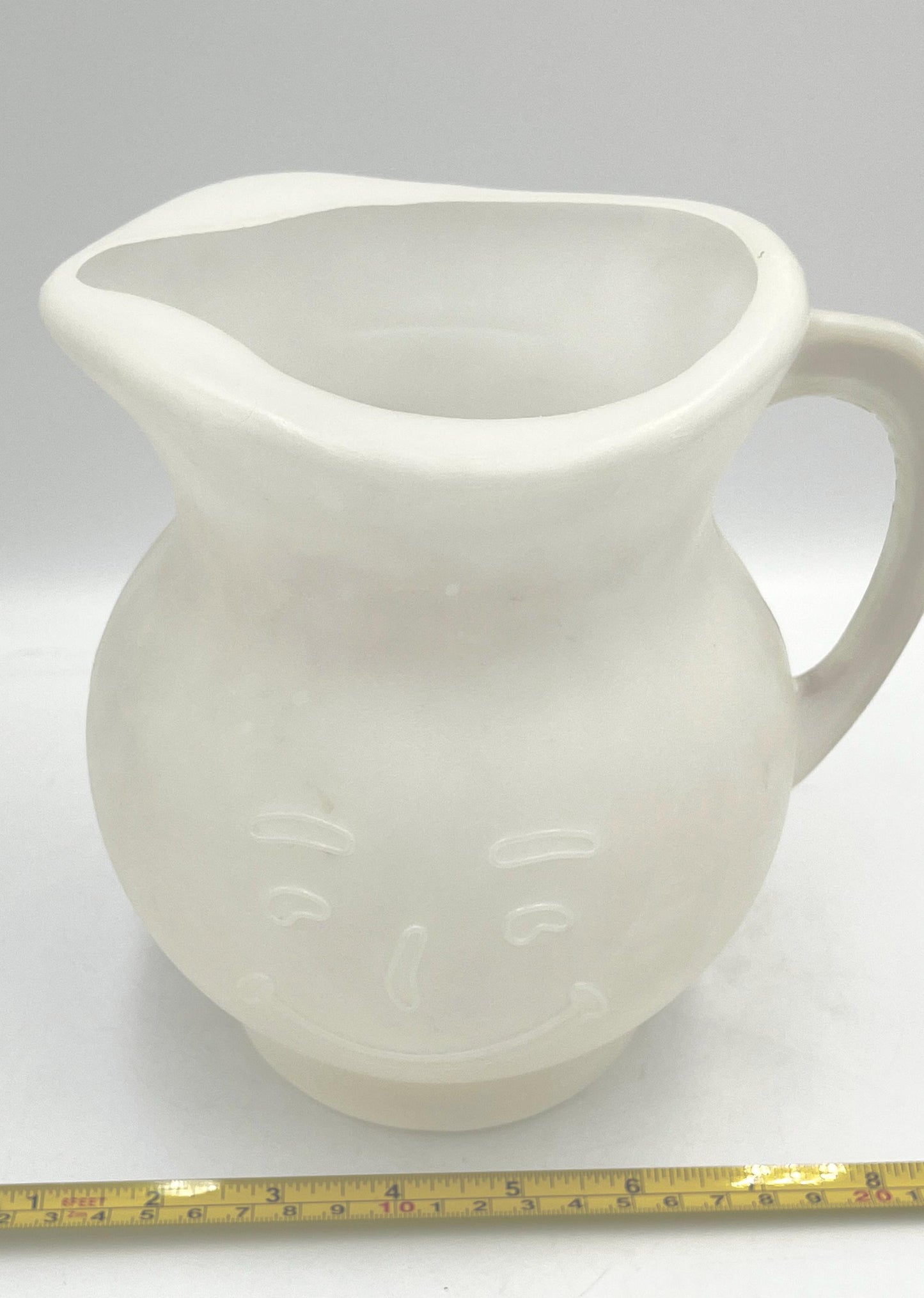 Vintage White Plastic Kool-Aid Man Pitcher from the 1980s