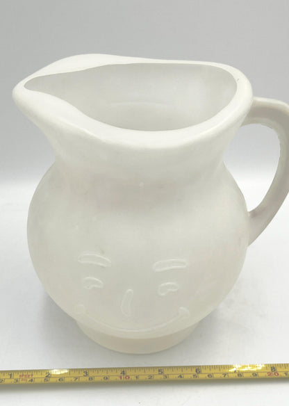 Vintage White Plastic Kool-Aid Man Pitcher from the 1980s