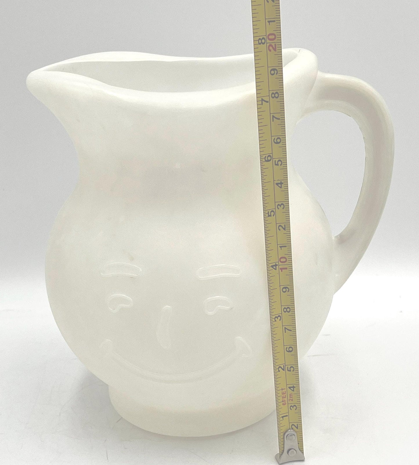 Vintage White Plastic Kool-Aid Man Pitcher from the 1980s