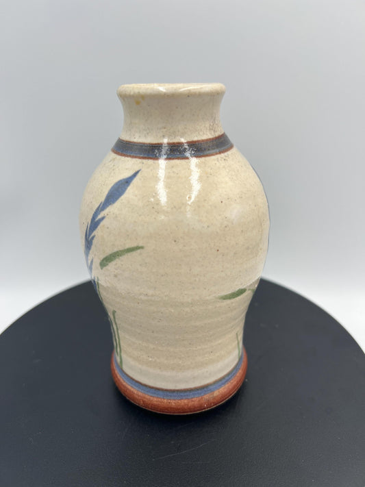 Vintage Speckled Floral Studio Pottery Bud Vase