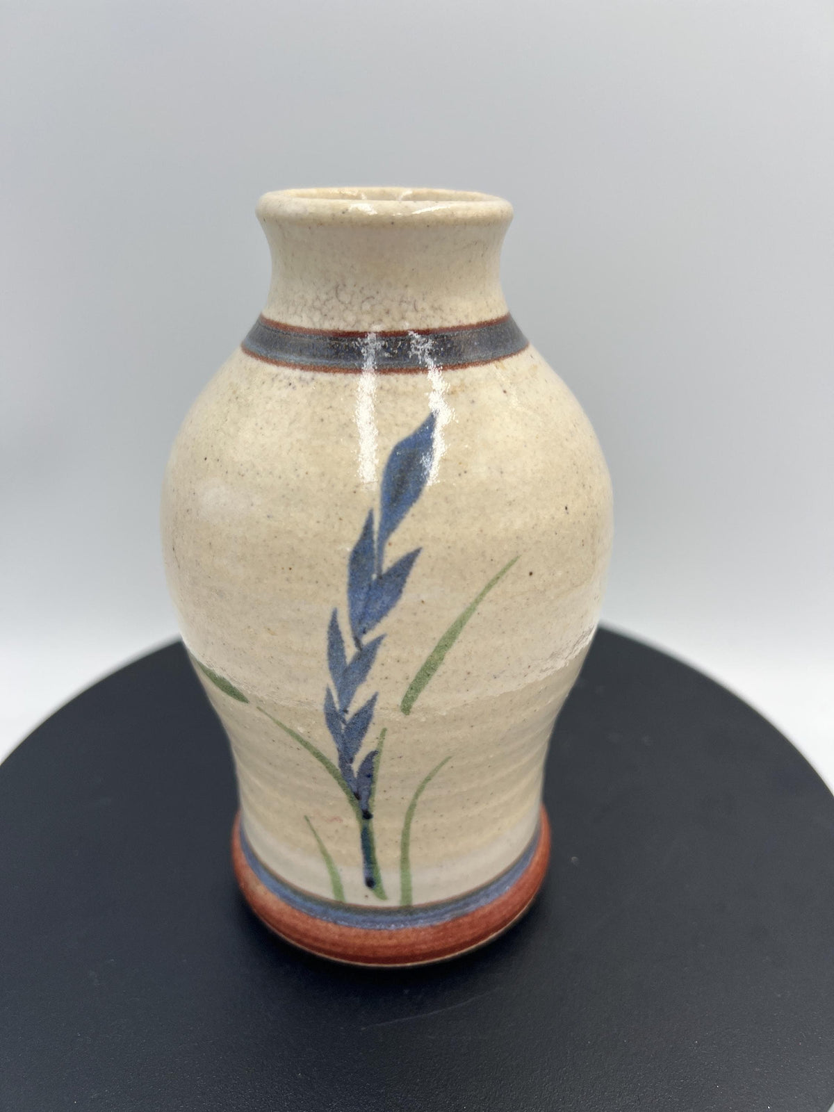 Vintage Speckled Floral Studio Pottery Bud Vase