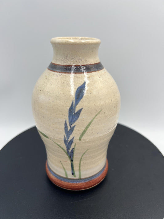 Vintage Speckled Floral Studio Pottery Bud Vase