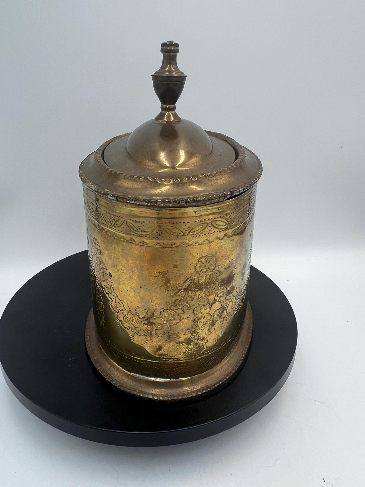 Vintage Engraved Brass Tea Caddy