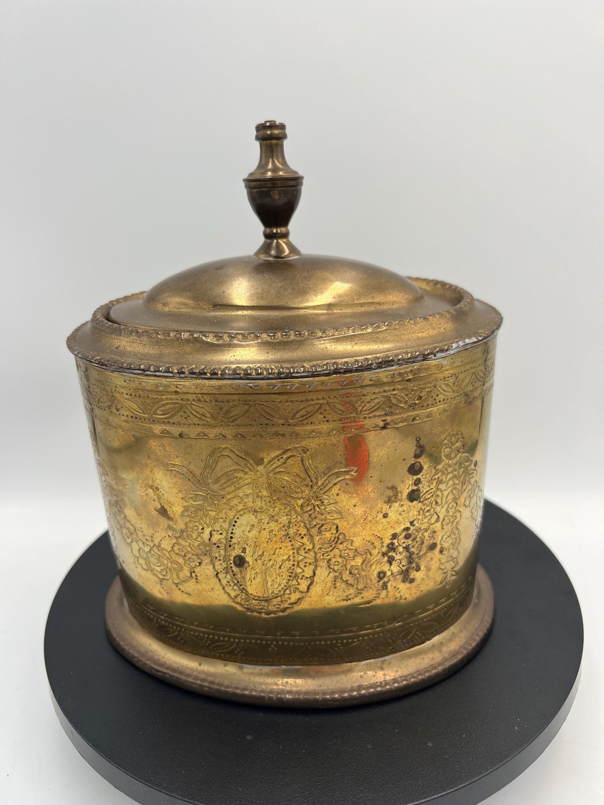 Vintage Engraved Brass Tea Caddy