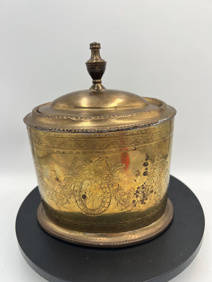 Vintage Engraved Brass Tea Caddy